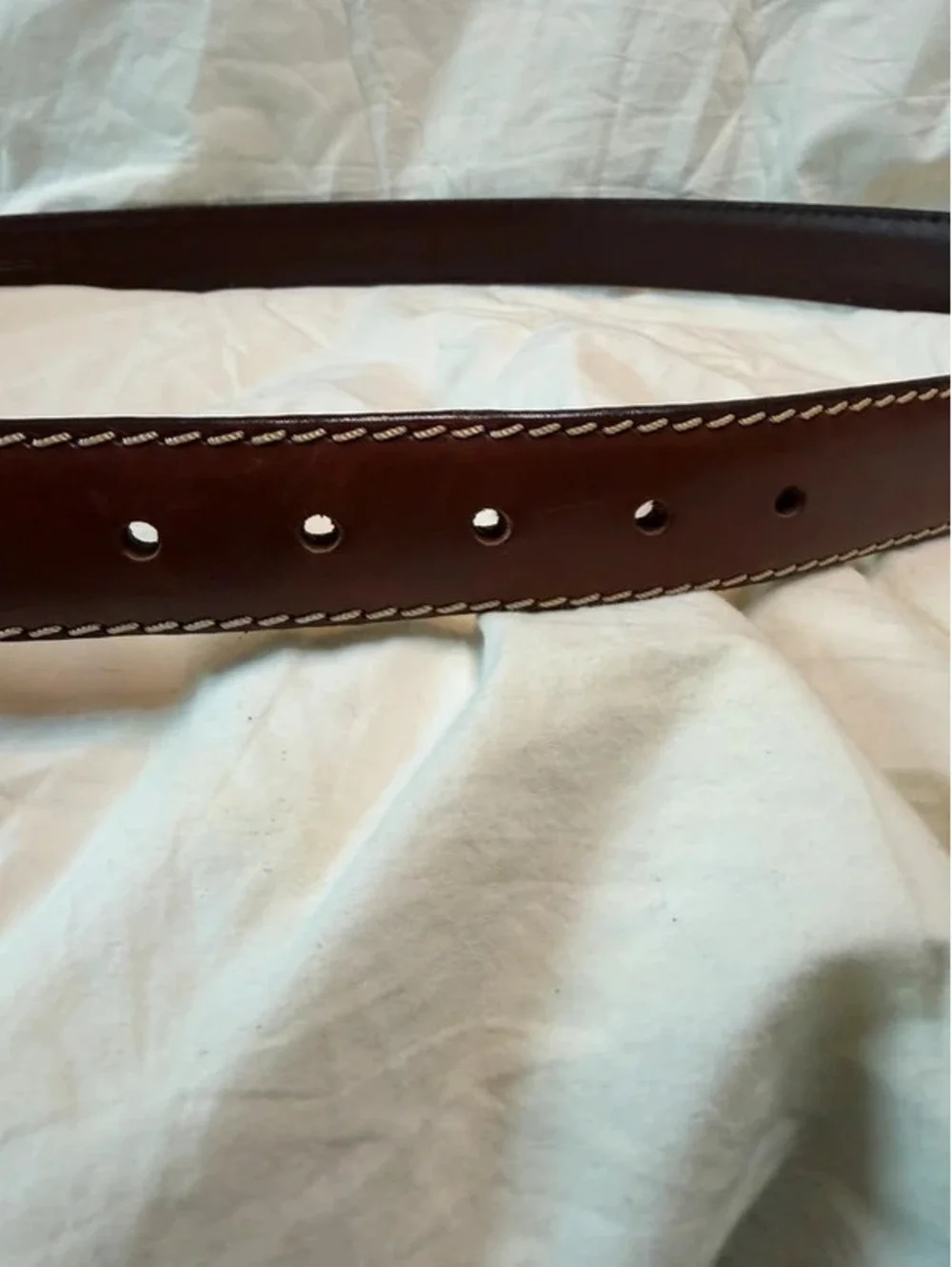 Vintage Chaps Ralph Lauren Brown Leather Belt Brass Buckle 38 Preppy Old Money